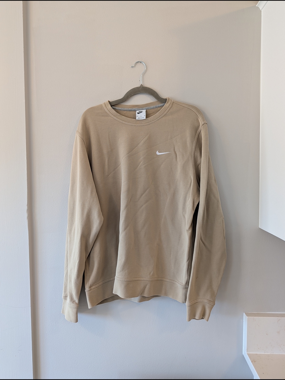 Nike Men’s Tan Crewneck with White Swoosh